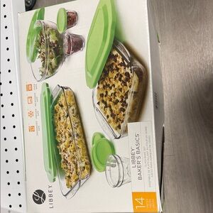 Libbey Glass Bakeware Set with Green Lids